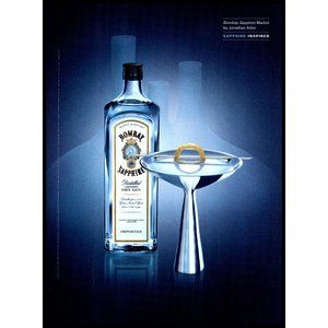 2002 Bombay Sapphire Gin Vintage Print Ad Martini Lemon Twist Cocktail Wall Art